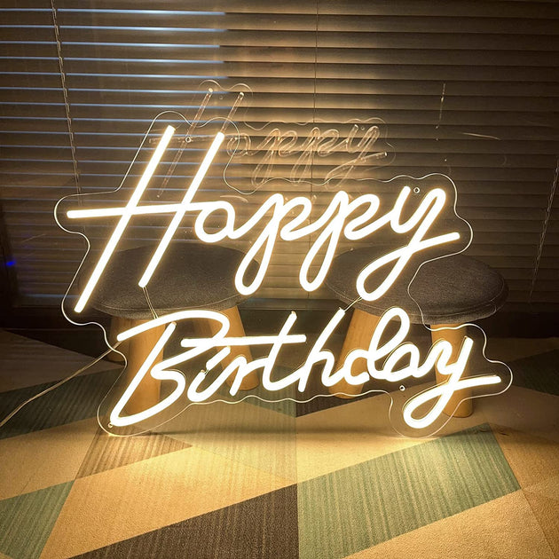 Happy Birthday Cursive (1 Piece) Neon – Napoles Rentals