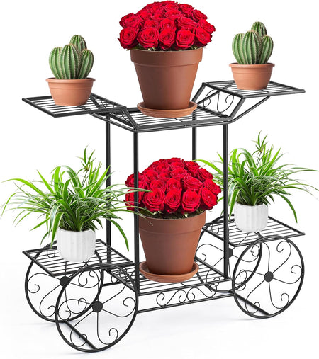 Garden Cart Stand & Flower Pot Plant Holder