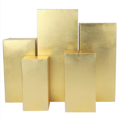 Spandex Covers for Square Metal Pillar Pedestal Stands 5 pcs/set - Metallic Gold