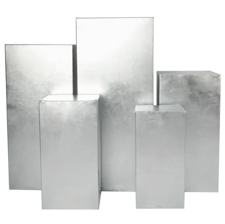 Spandex Covers for Square Metal Pillar Pedestal Stands 5 pcs/set - Metallic Silver