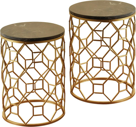 Nesting Table - Marmol Negro con Dorado